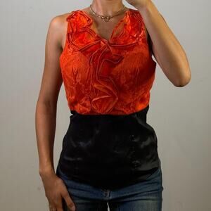 Orange and Black Ruffled Top